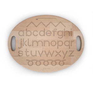 tavoletta sensoriale in legno reversibile con alfabeto e numeri