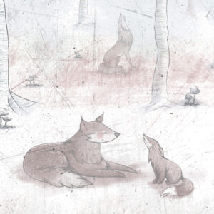 carta da parati bosco per bambini con lupi